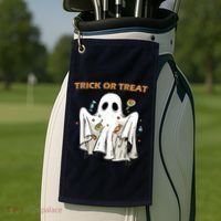 Trick Or Treat Candy Ghost Halloween Golf Towel thumb 2