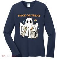 Trick Or Treat Candy Ghost Halloween Women's Long Sleeve Shirt thumb 0