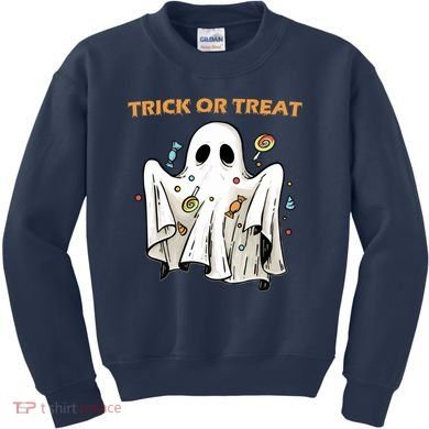 Trick Or Treat Candy Ghost Halloween Kids Sweatshirt