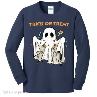 Trick Or Treat Candy Ghost Halloween Kids Long Sleeve Shirt