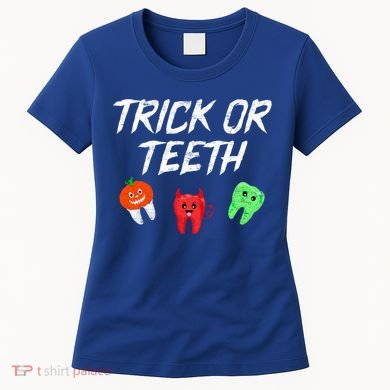 Trick Or Teeth Funny Halloween Dentist Dental Hygienist Gift Women's T-Shirt