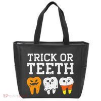 Trick Or Teeth Funny Dental Halloween Treat Dentist Tote Bag thumb 0