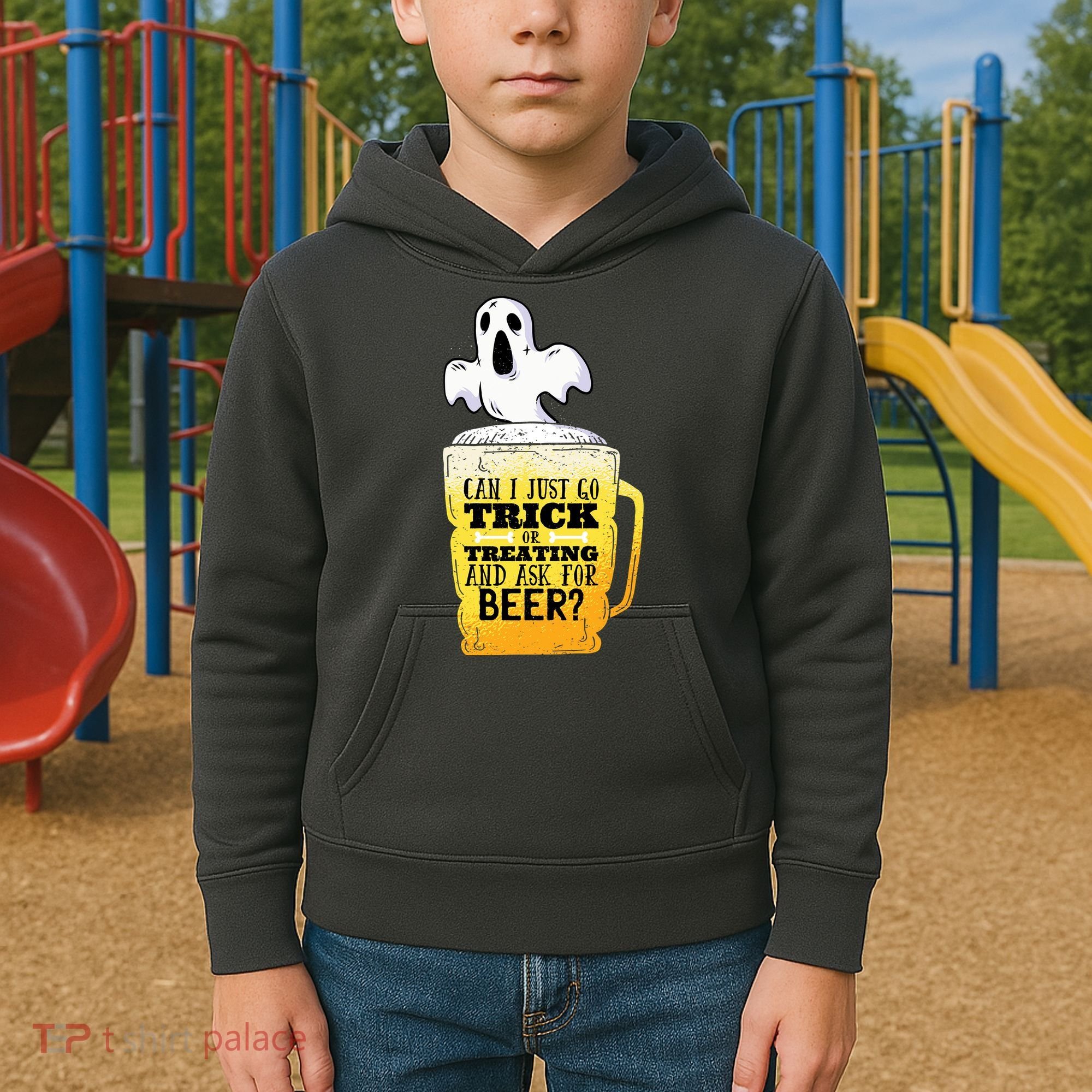 Trick Or Treating Beer Funny Kids Hoodie