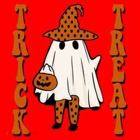 Trick Or Treat Festive Halloween Ghost Santa Hat thumb 1