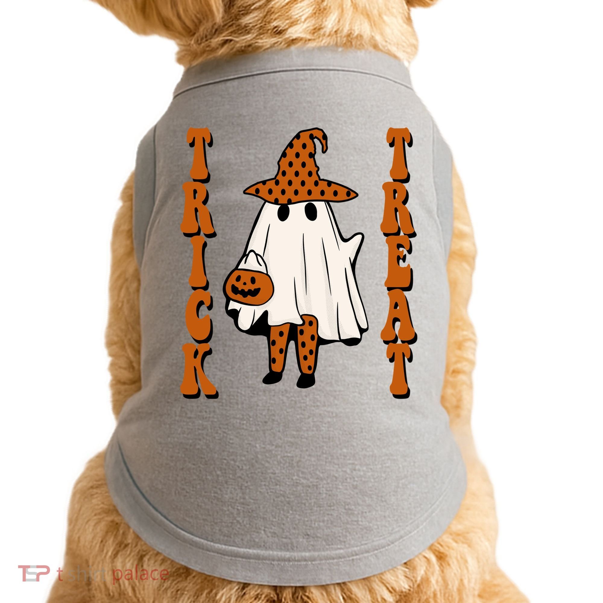 Trick Or Treat Festive Halloween Ghost Doggie Tank