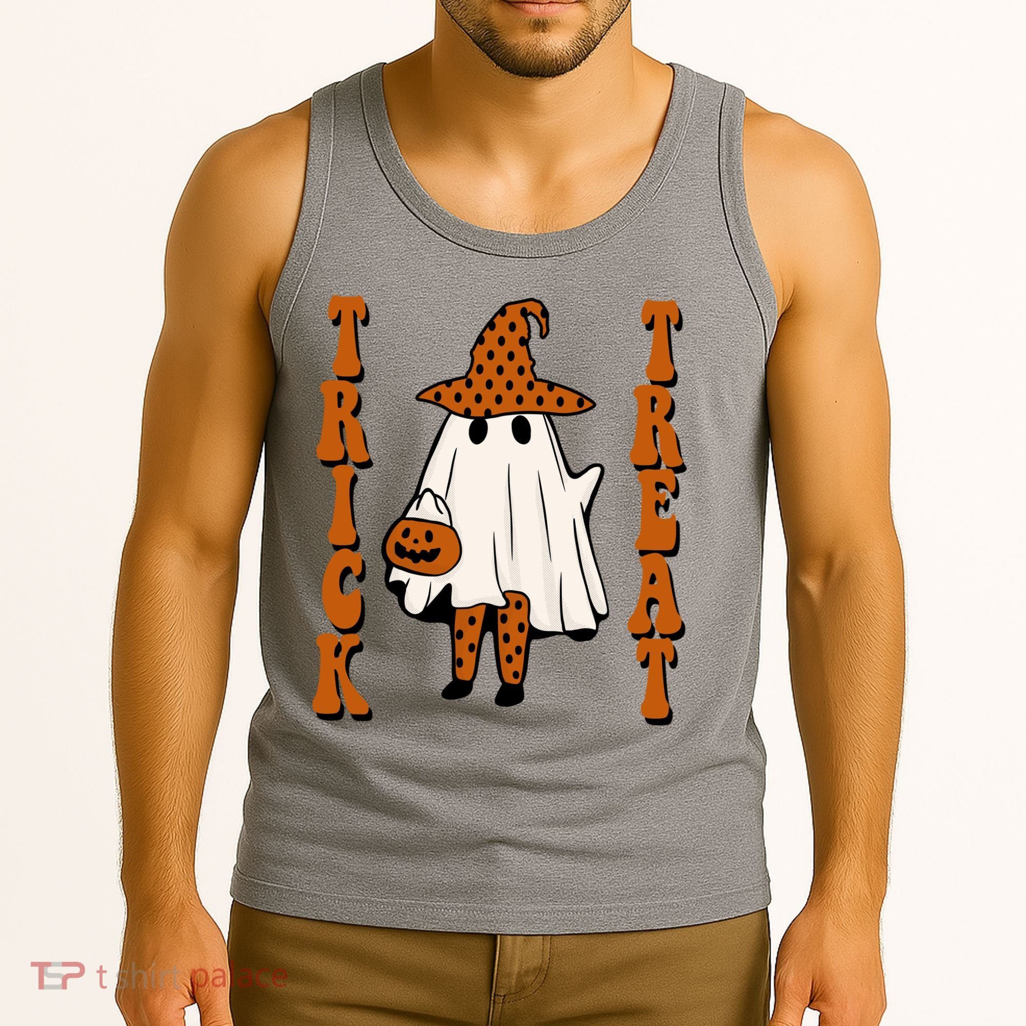Trick Or Treat Festive Halloween Ghost Tank Top