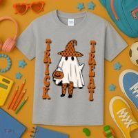 Trick Or Treat Festive Halloween Ghost Kids T-Shirt thumb 3