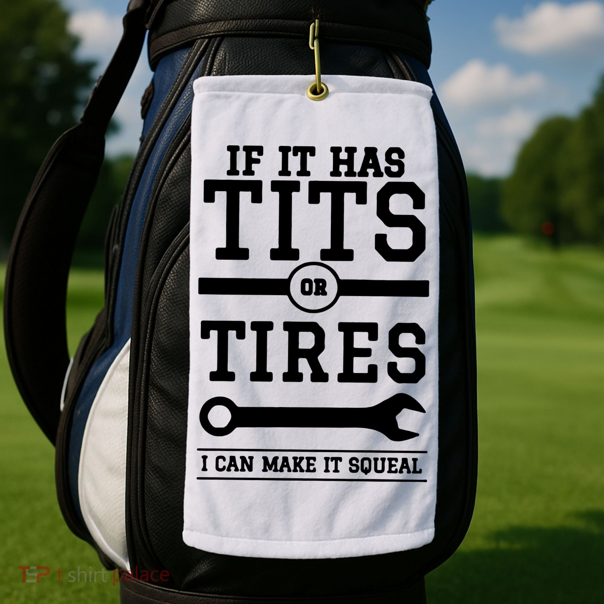 Tits Or Tires I Can Make It Squeal Golf Towel