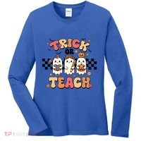 Trick Or Teach Spooky Teacher Ghost Halloween Ghost Teaching Meaningful Gift Women's Long Sleeve Shirt thumb 0