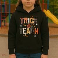Trick Or Teach Retro Halloween Teacher Women Costume Kids Hoodie thumb 3