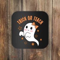 Trick Or Teach Cute Halloween Teacher Coaster thumb 0