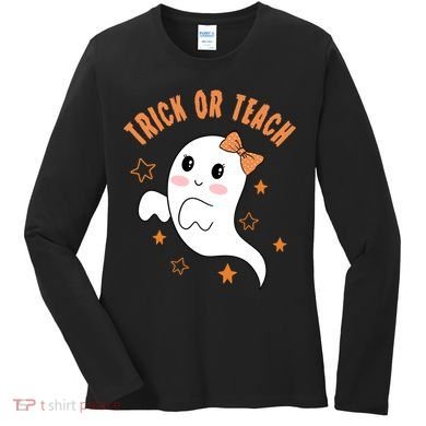 Trick Or Teach Cute Halloween Teacher Women's Long Sleeve Shirt