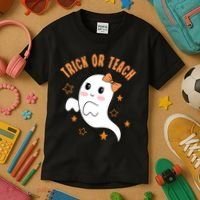 Trick Or Teach Cute Halloween Teacher Kids T-Shirt thumb 3