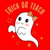 Trick Or Teach Cute Halloween Teacher Santa Hat thumb 1