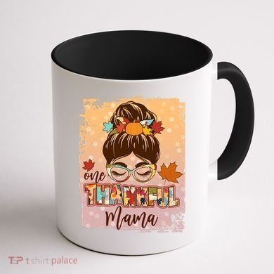 Thanksgiving One Thankful Mama Coffee Mug back