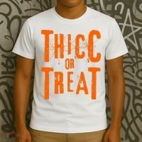 Thicc Or Treat Funny Halloween Workout Fitness Bodybuilding T-Shirt thumb 3