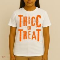 Thicc Or Treat Funny Halloween Workout Fitness Bodybuilding T-Shirt thumb 4
