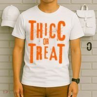 Thicc Or Treat Funny Halloween Workout Fitness Bodybuilding T-Shirt thumb 6