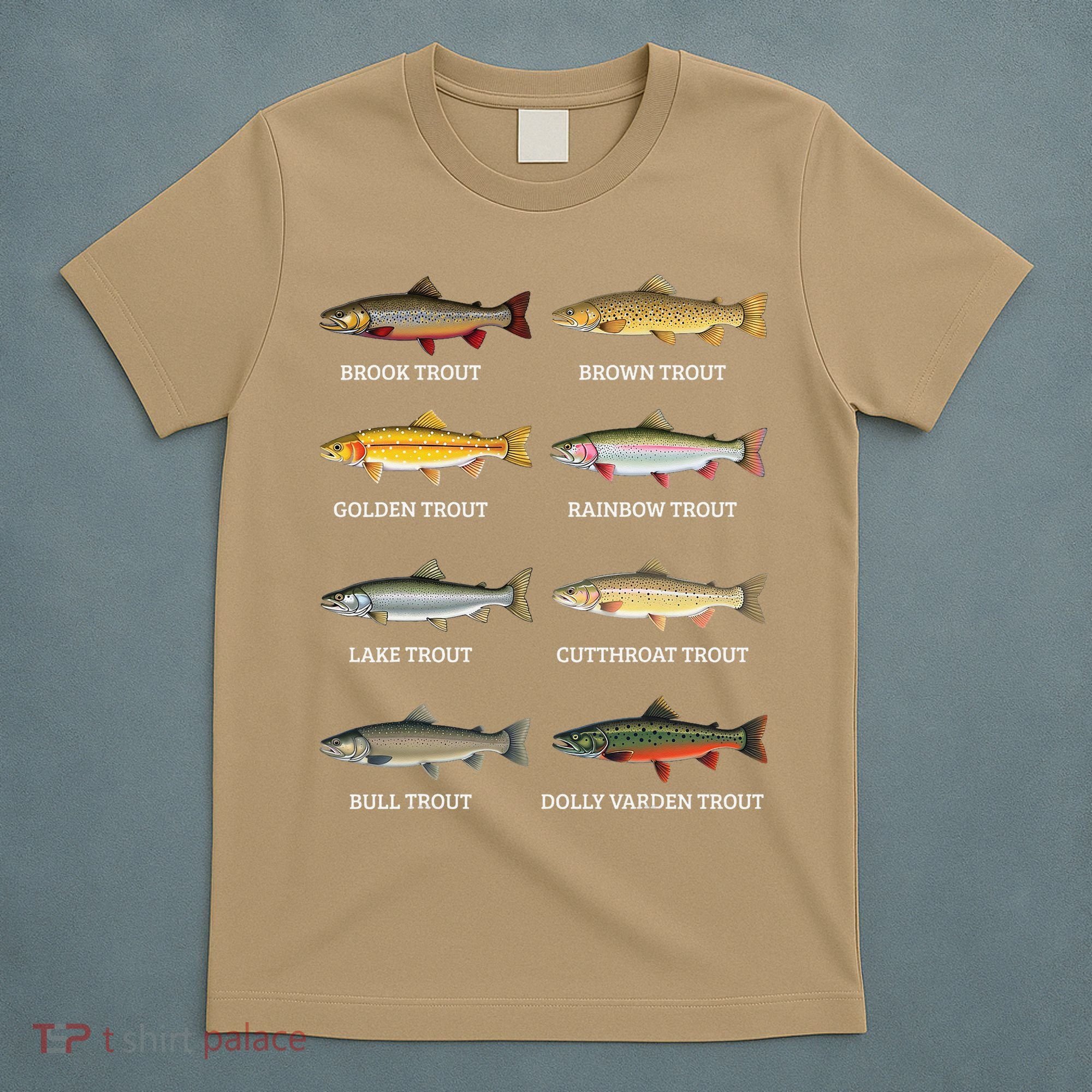 Types Of Trout Fish Trout Species Chart Ichthyology Guide T-Shirt