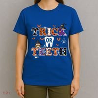 Trick Or Teeth Dental Squad Gift Halloween Dental Costume Gift T-Shirt thumb 4