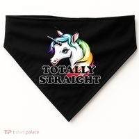 Totally Straight Unicorn Rainbow USA-Made Doggie Bandana thumb 0