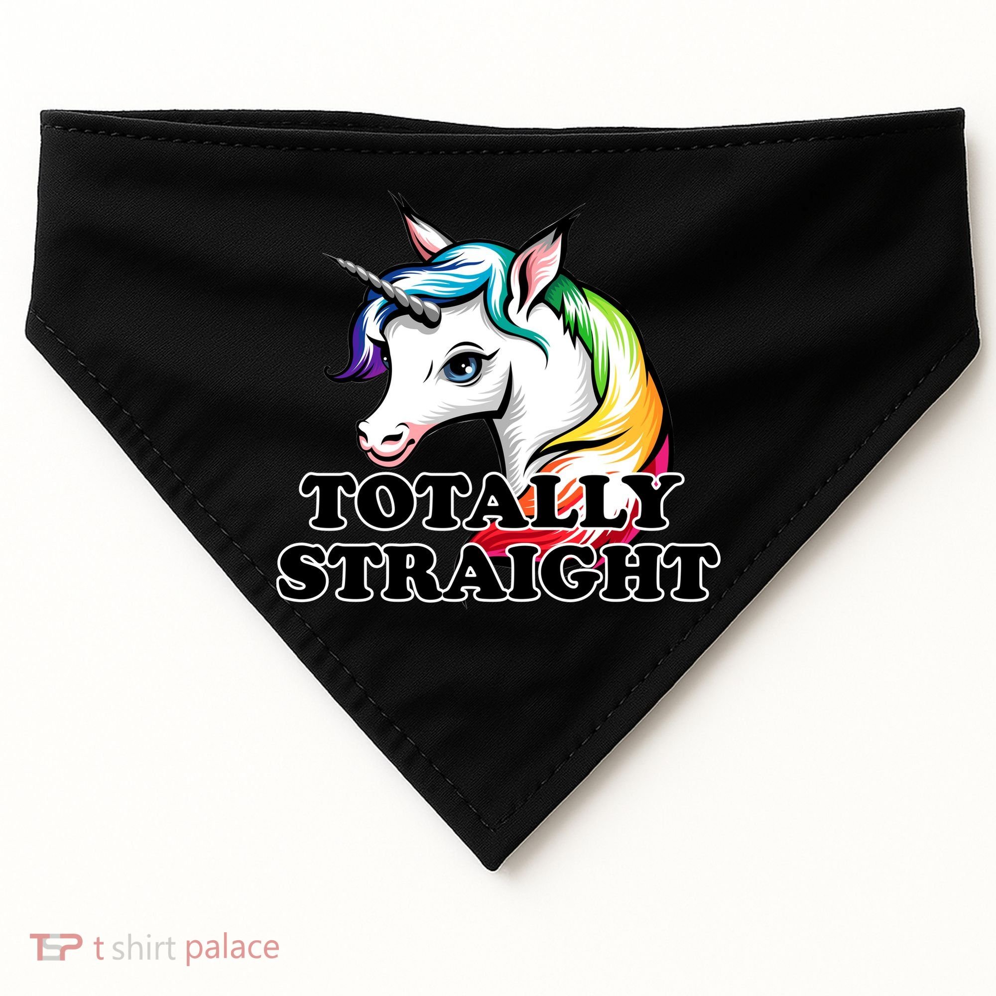 Totally Straight Unicorn Rainbow USA-Made Doggie Bandana