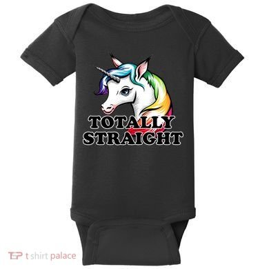 Totally Straight Unicorn Rainbow Baby Bodysuit