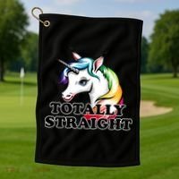 Totally Straight Unicorn Rainbow Golf Towel thumb 1