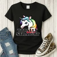 Totally Straight Unicorn Rainbow Women's T-Shirt thumb 3