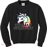 Totally Straight Unicorn Rainbow Kids Sweatshirt thumb 0
