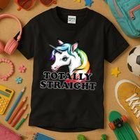 Totally Straight Unicorn Rainbow Kids T-Shirt thumb 3