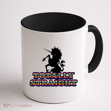 Totally Straight Unicorn Rainbow Pride Coffee Mug back