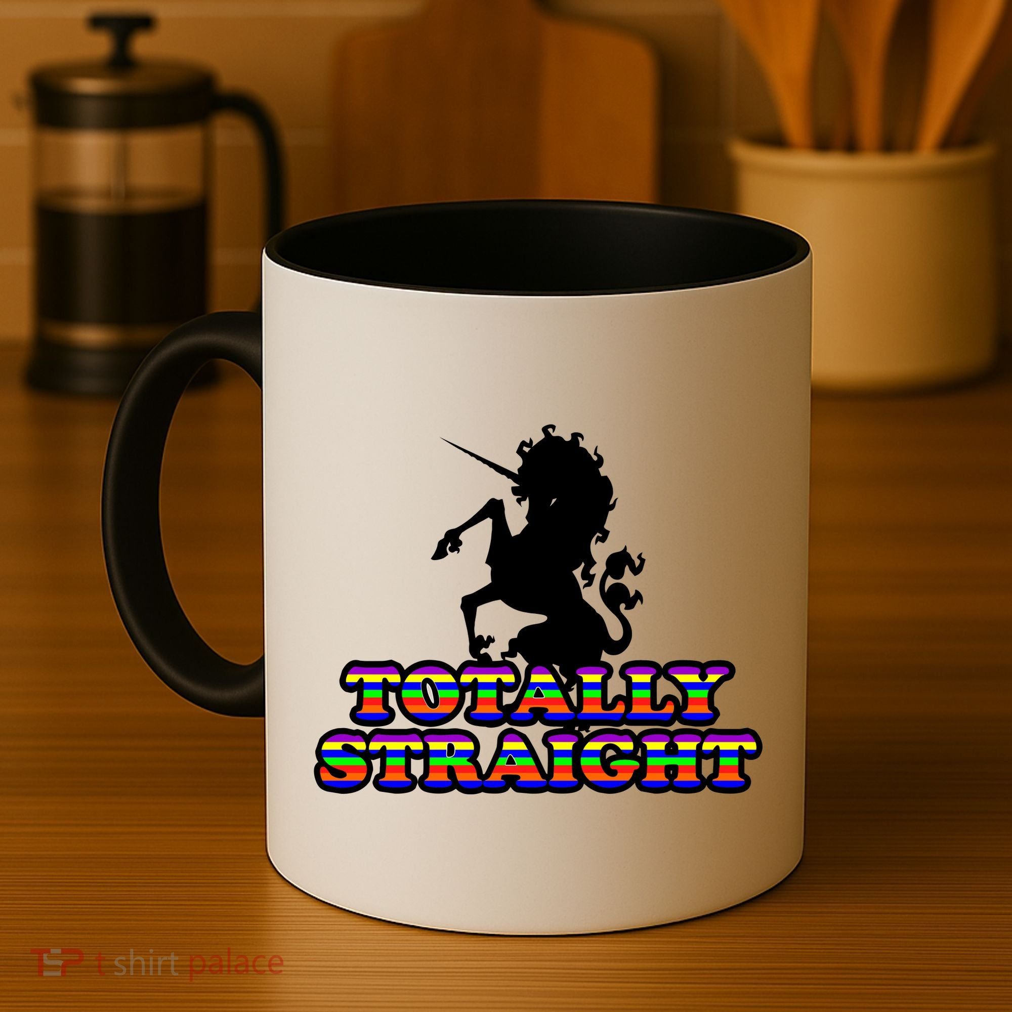 Totally Straight Unicorn Rainbow Pride Coffee Mug