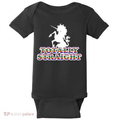 Totally Straight Unicorn Rainbow Pride Baby Bodysuit