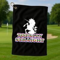 Totally Straight Unicorn Rainbow Pride Golf Towel thumb 1