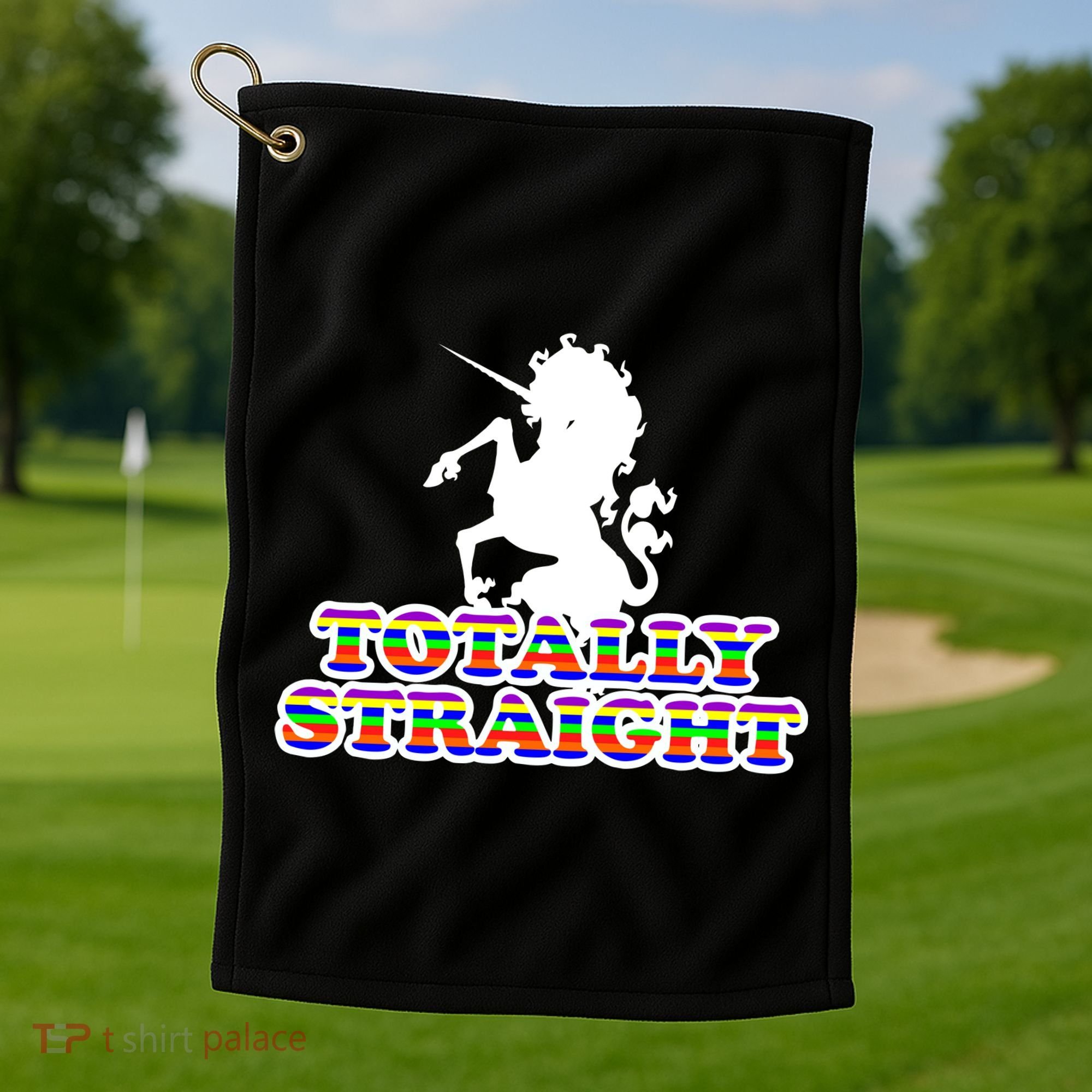 Totally Straight Unicorn Rainbow Pride Golf Towel