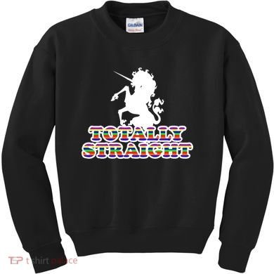 Totally Straight Unicorn Rainbow Pride Kids Sweatshirt