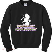 Totally Straight Unicorn Rainbow Pride Kids Sweatshirt thumb 0
