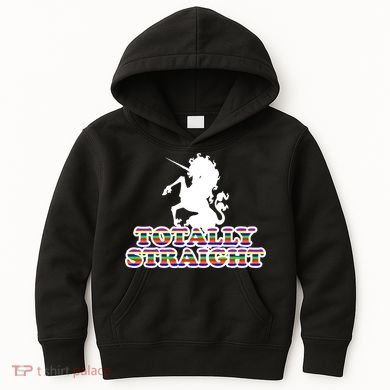 Totally Straight Unicorn Rainbow Pride Kids Hoodie