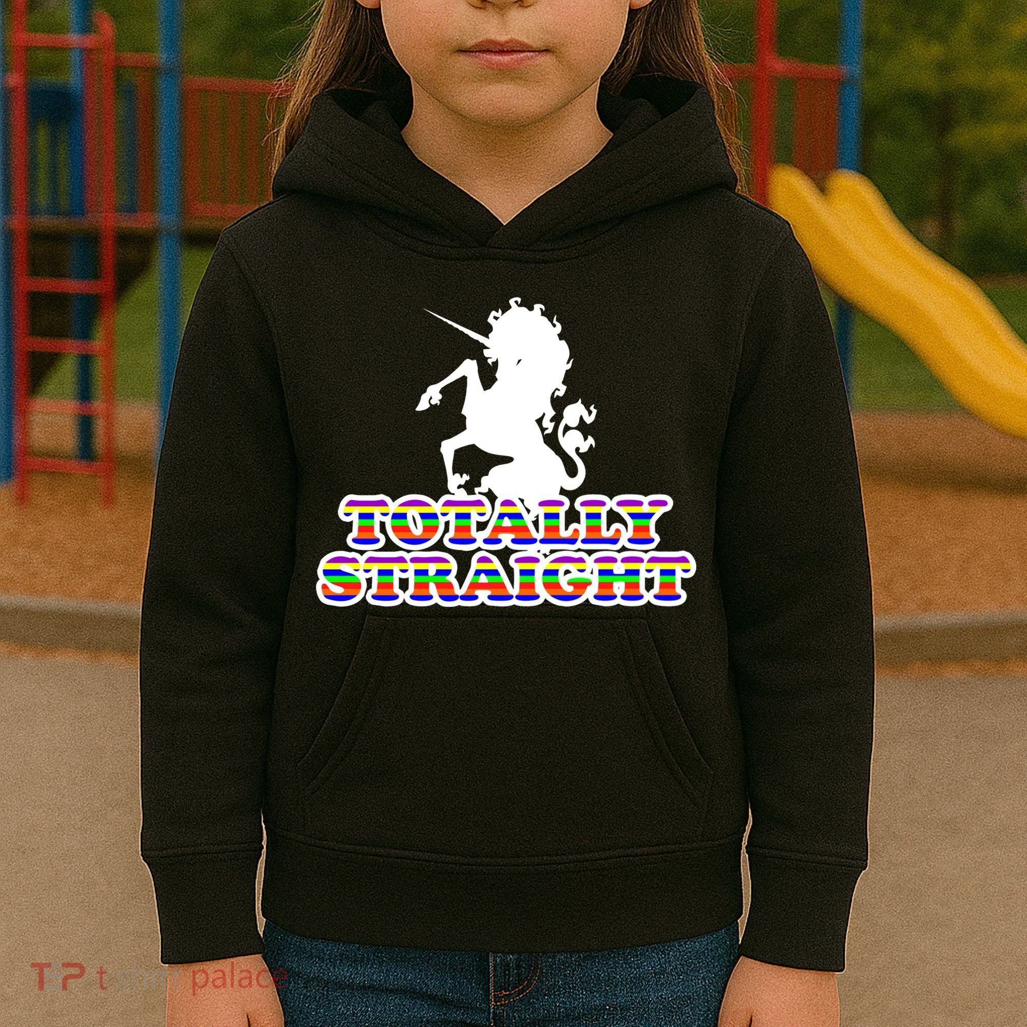 Totally Straight Unicorn Rainbow Pride Kids Hoodie