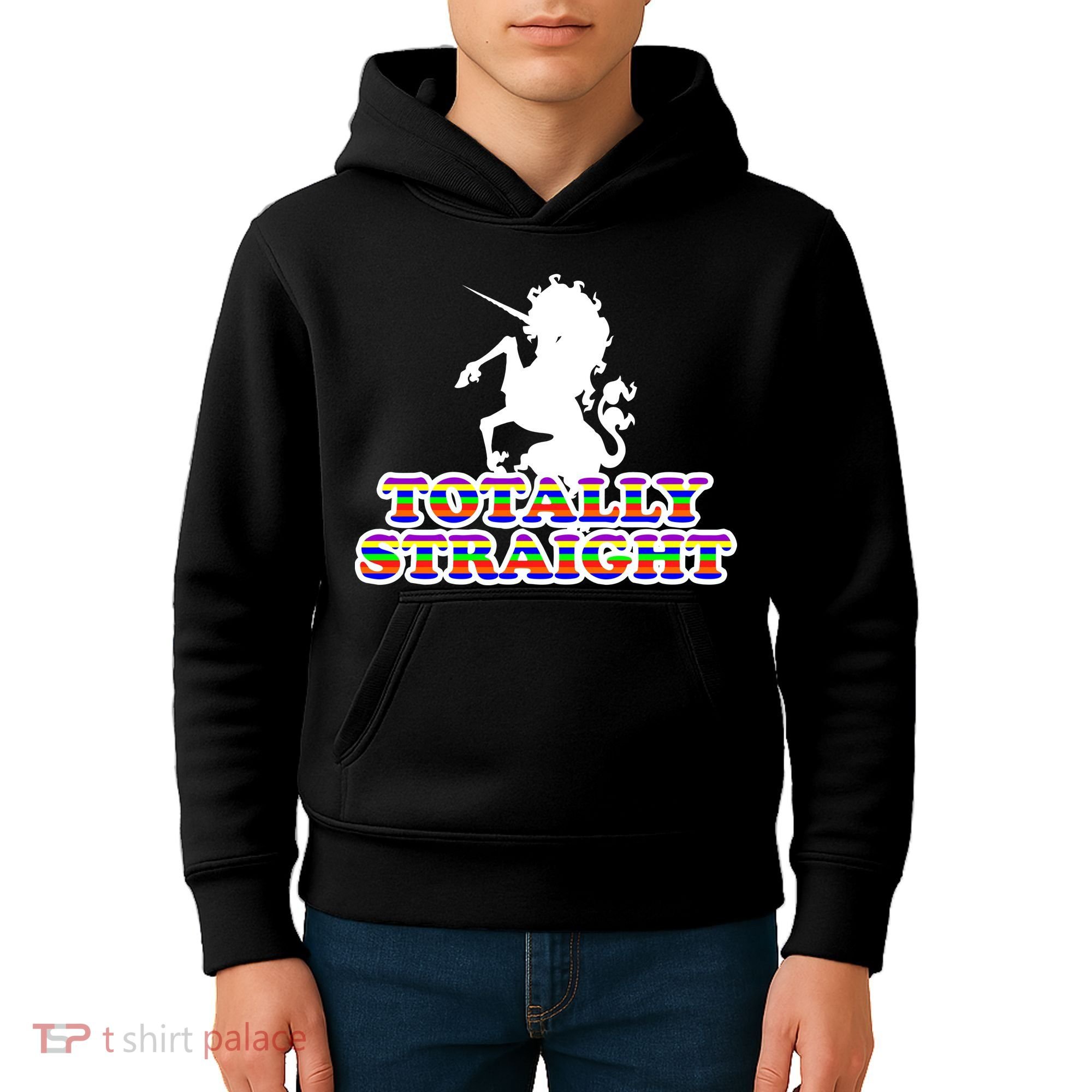 Totally Straight Unicorn Rainbow Pride Kids Hoodie