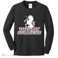 Totally Straight Unicorn Rainbow Pride Kids Long Sleeve Shirt thumb 0