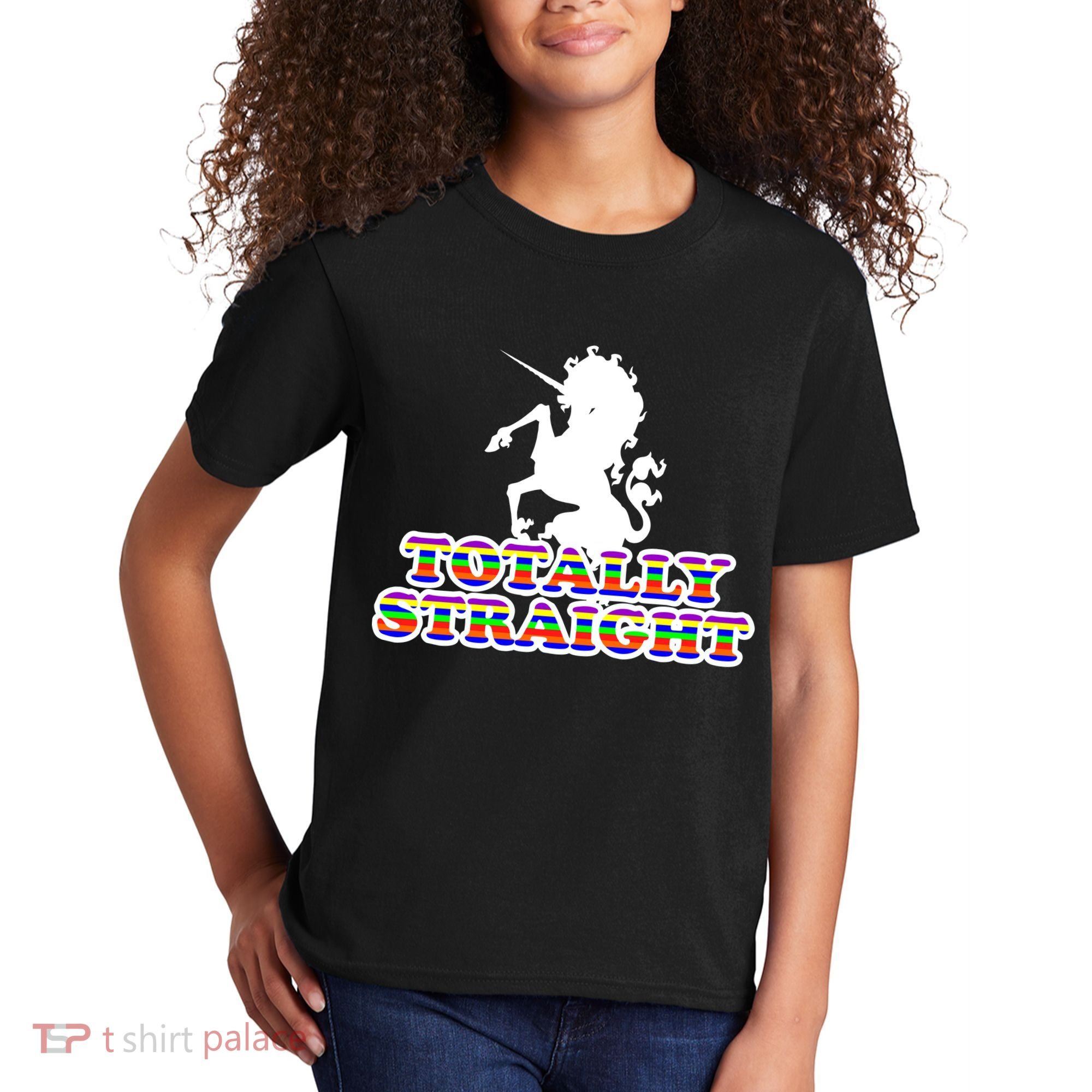 Totally Straight Unicorn Rainbow Pride Kids T-Shirt