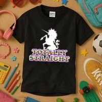 Totally Straight Unicorn Rainbow Pride Kids T-Shirt thumb 3