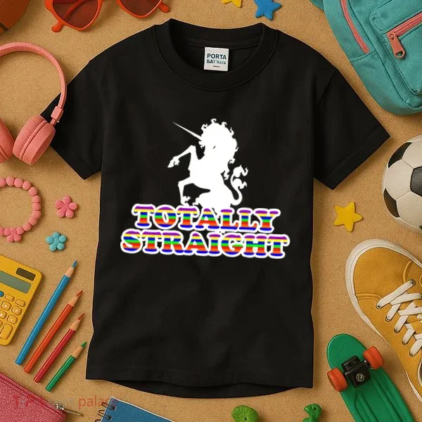Totally Straight Unicorn Rainbow Pride Kids T-Shirt
