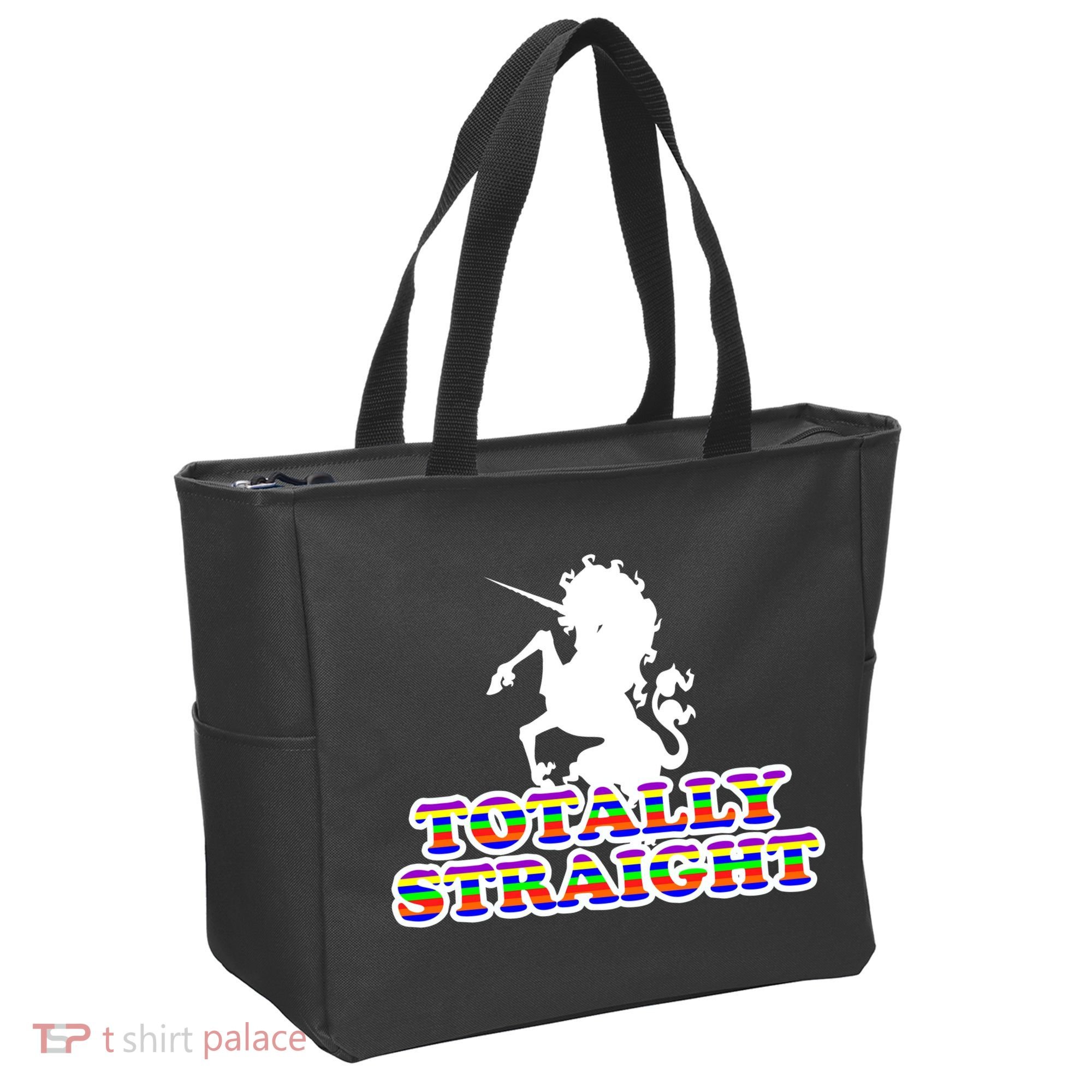 Totally Straight Unicorn Rainbow Pride Tote Bag