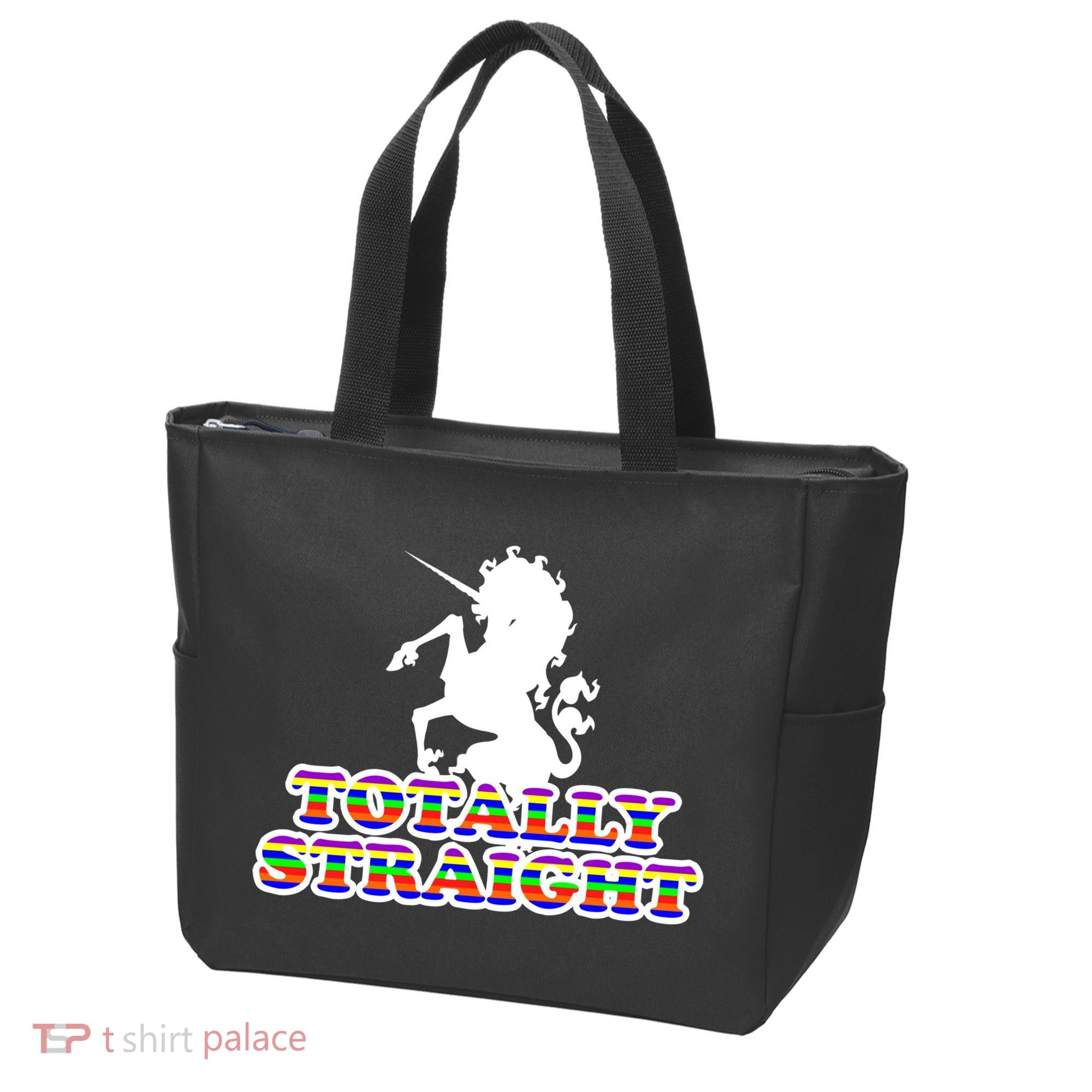 Totally Straight Unicorn Rainbow Pride Tote Bag
