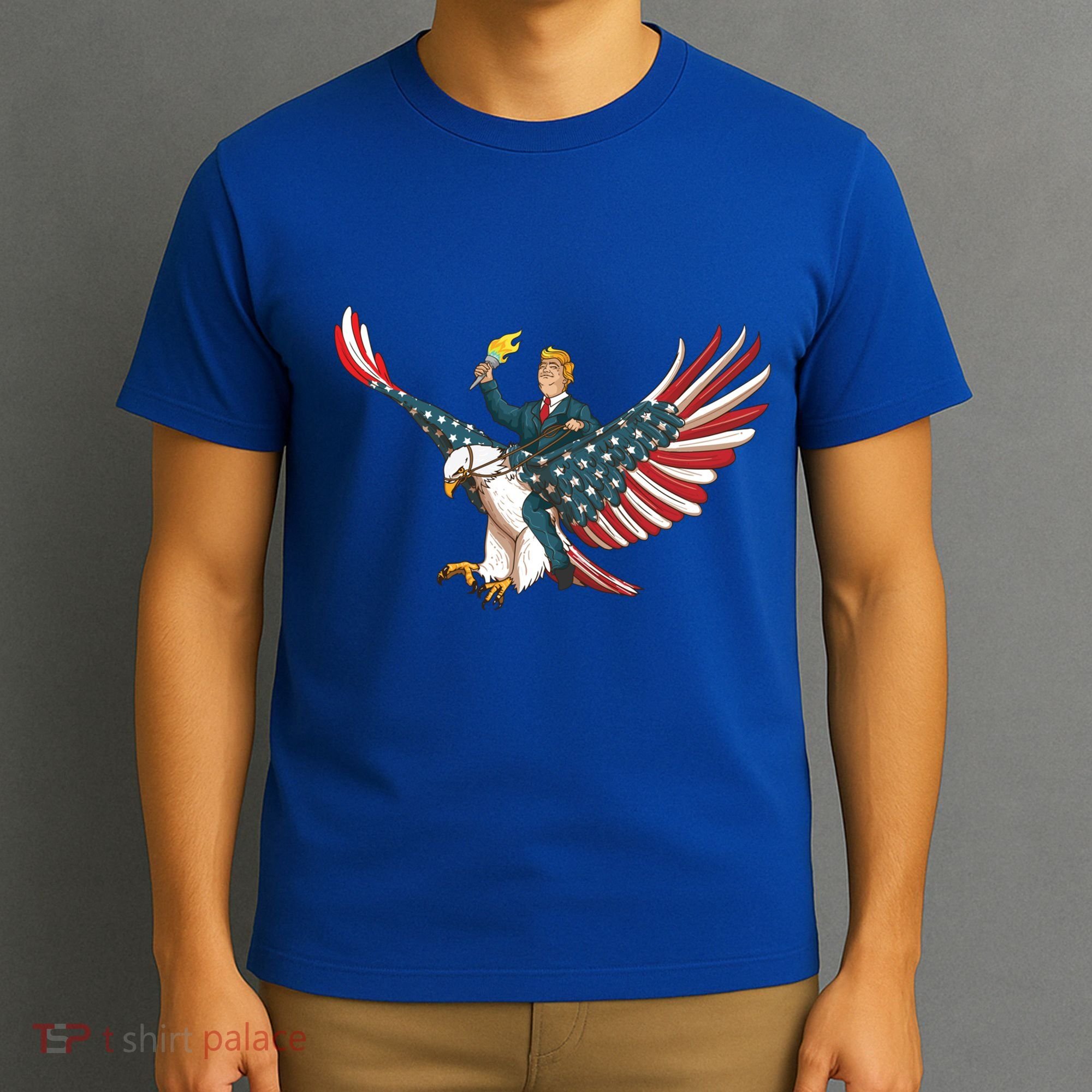 Trump On Usa Eagle Cute Us 4th Of July Funny American Gift Meaningful Gift T-Shirt