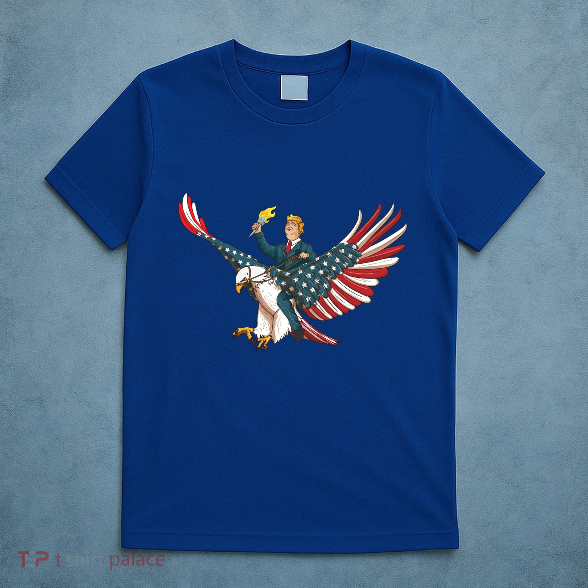Trump On Usa Eagle Cute Us 4th Of July Funny American Gift Meaningful Gift T-Shirt