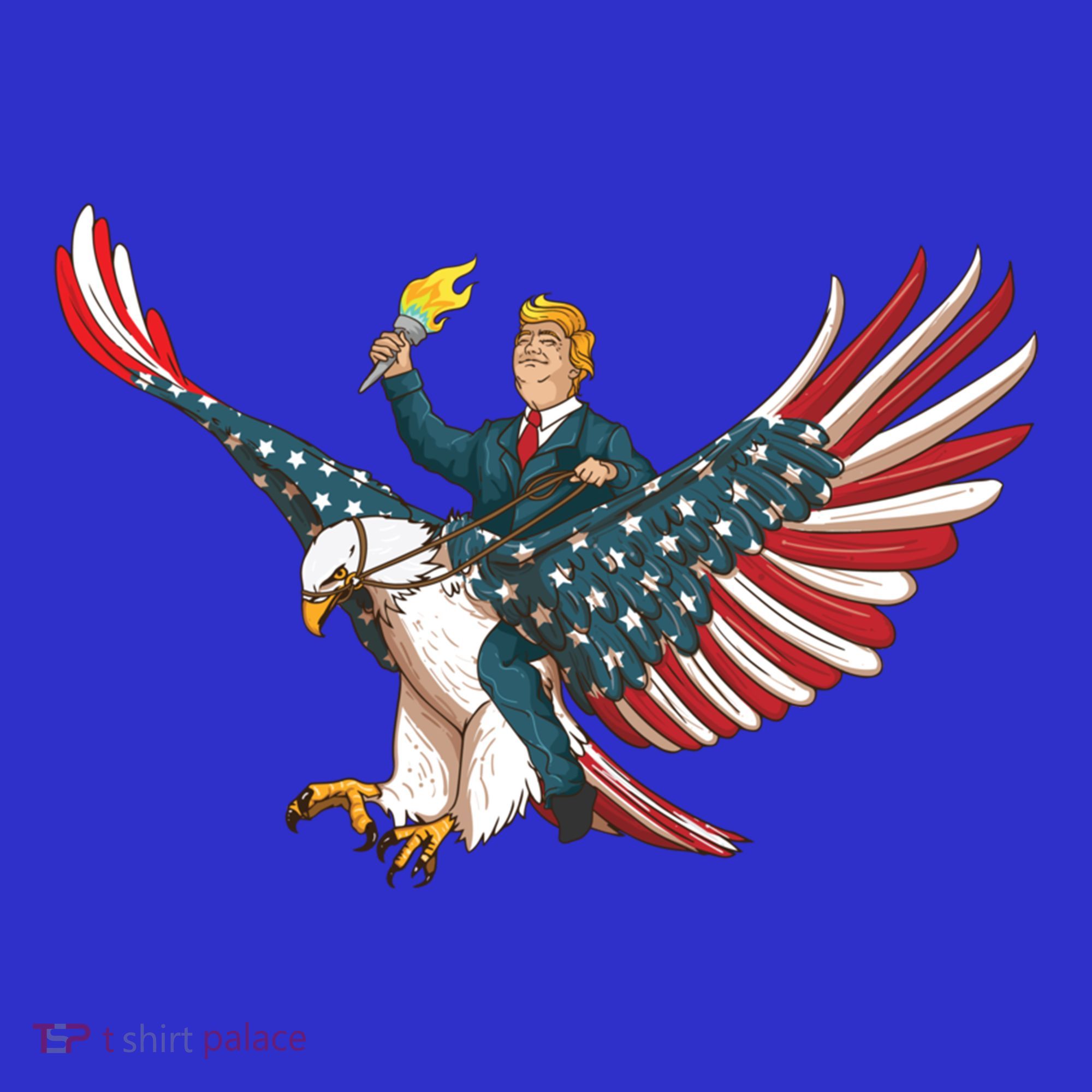 Trump On Usa Eagle Cute Us 4th Of July Funny American Gift Meaningful Gift T-Shirt